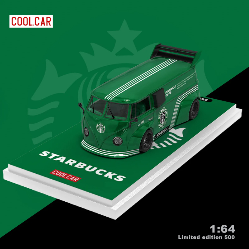 Volkswagen T1 restaurant series painting simulation alloy car model Starbucks 1