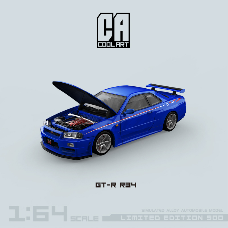 GT-R R34- Front and rear open version blue 1
