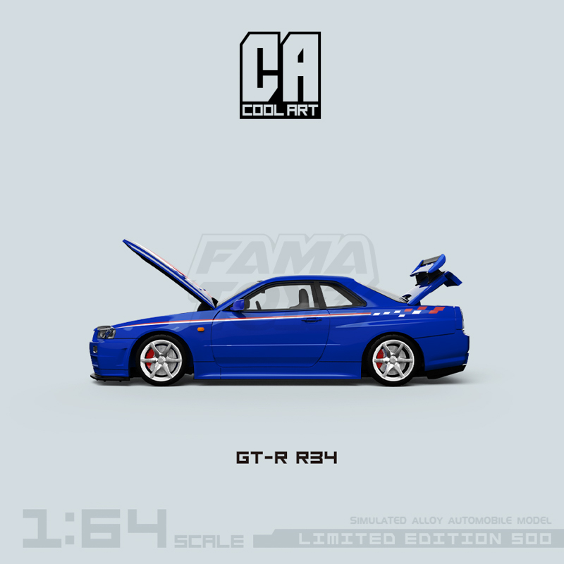GT-R R34- Front and rear open version blue 2