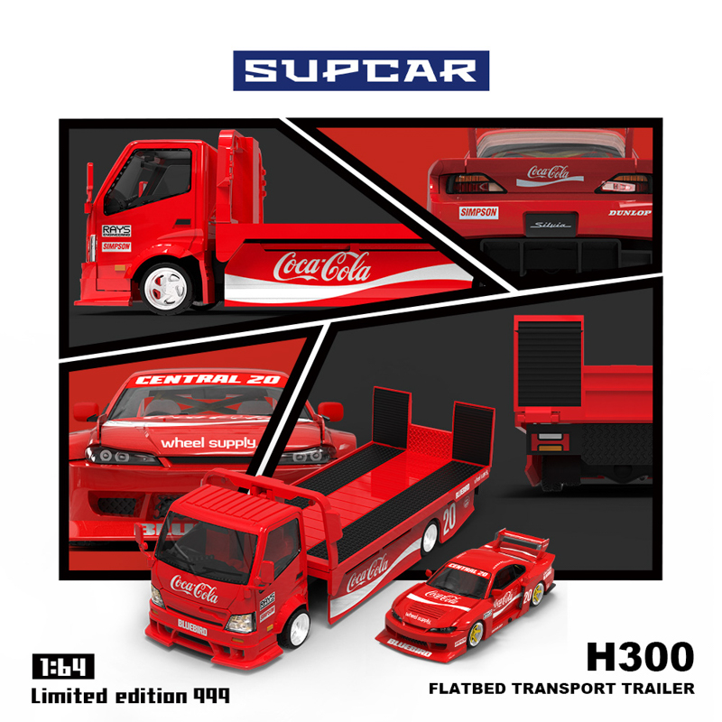 SUPCAR 1-64 H300 flatbed transport trailer Cola set 1