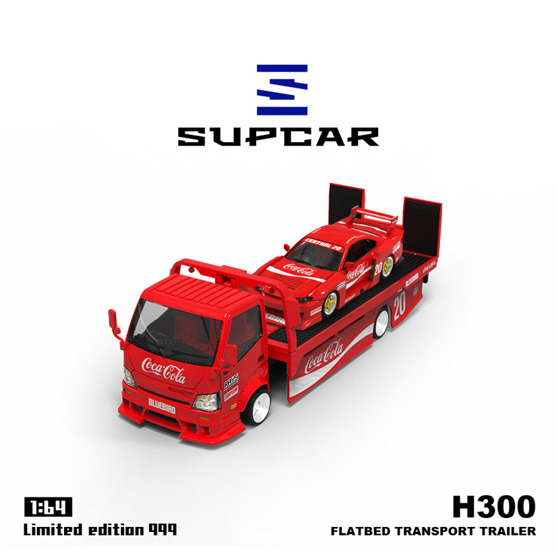 SUPCAR 1-64 H300 flatbed transport trailer Cola set 2