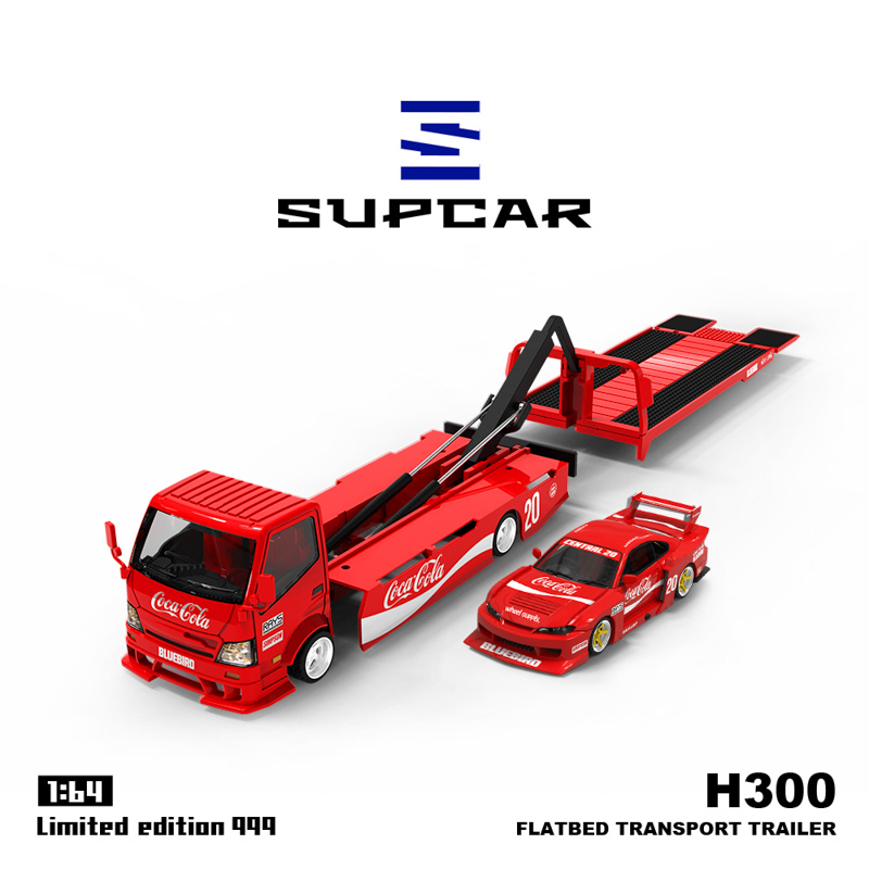 SUPCAR 1-64 H300 flatbed transport trailer Cola set 4